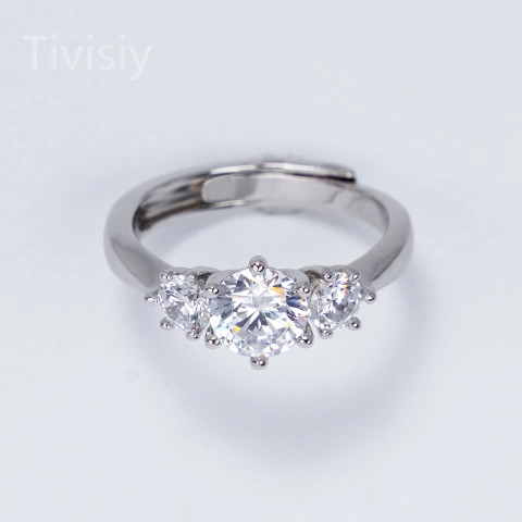 1 Carat Three Stone Cubic Zirconia Ring, Engagement, Sparkles, Birthday Gifts, Anniversary